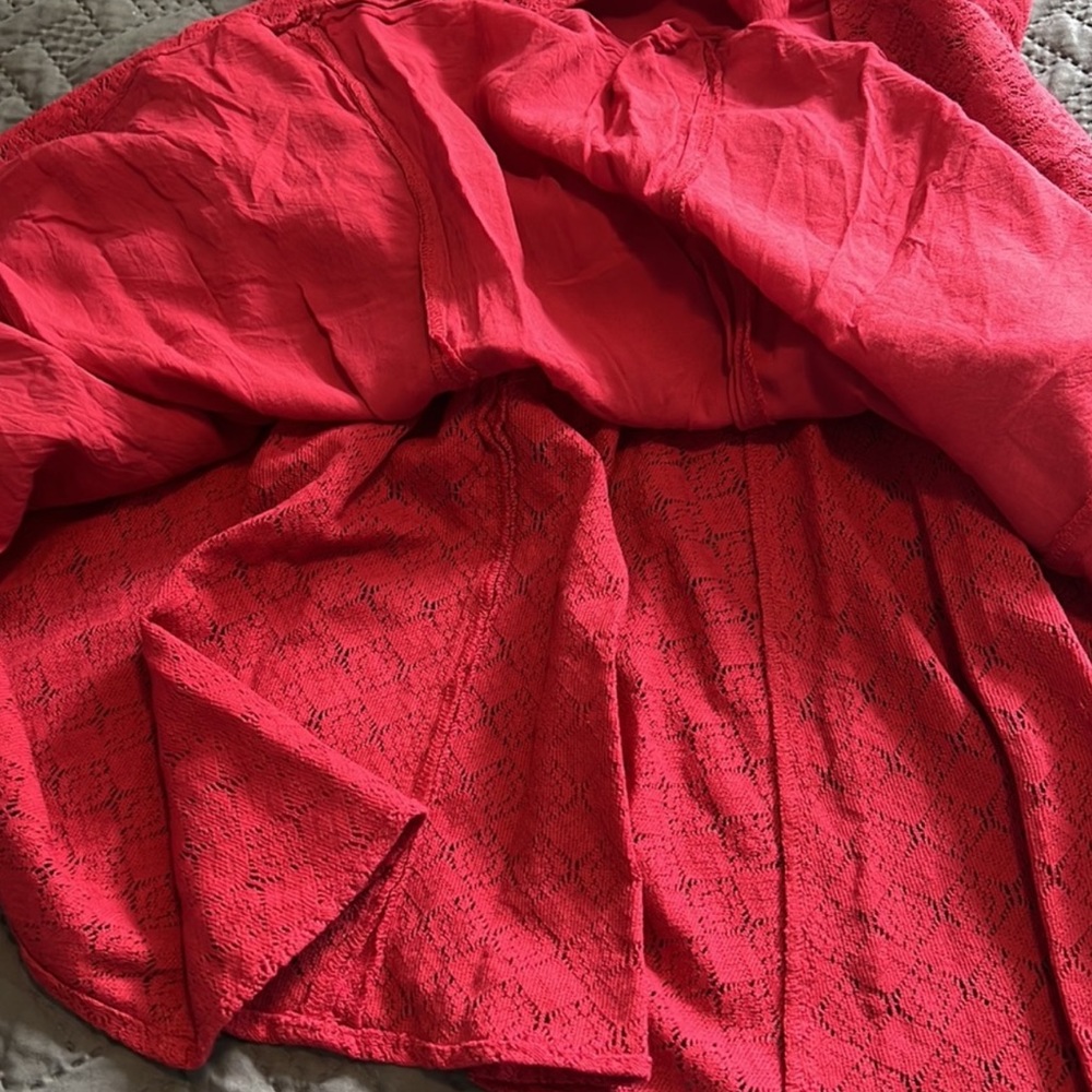 Free People : Red Lace Daisy Flare Dress - 4 - Picture 8 of 13